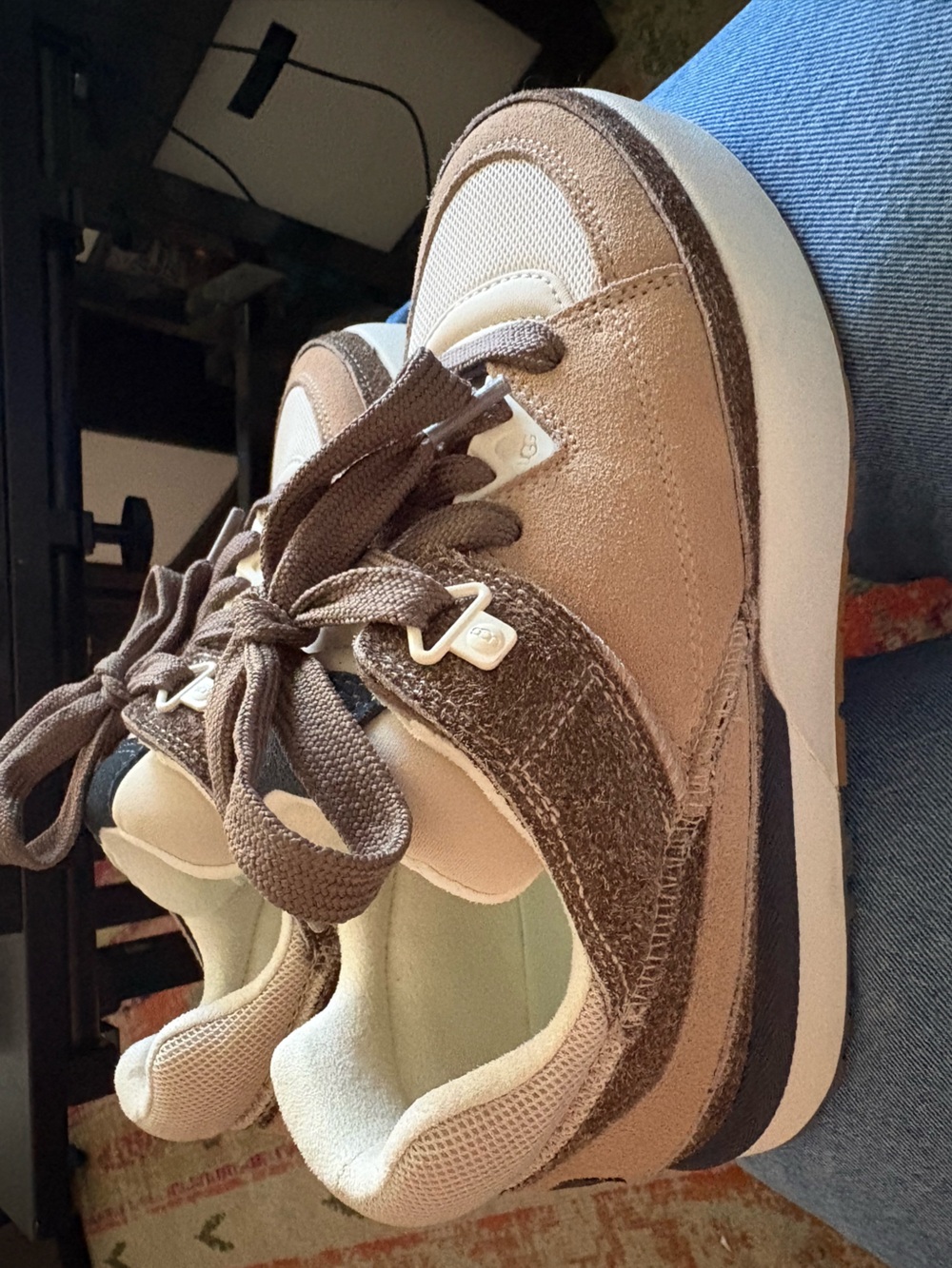 UGG Beige and Brown Women's Lace-Up Sneakers